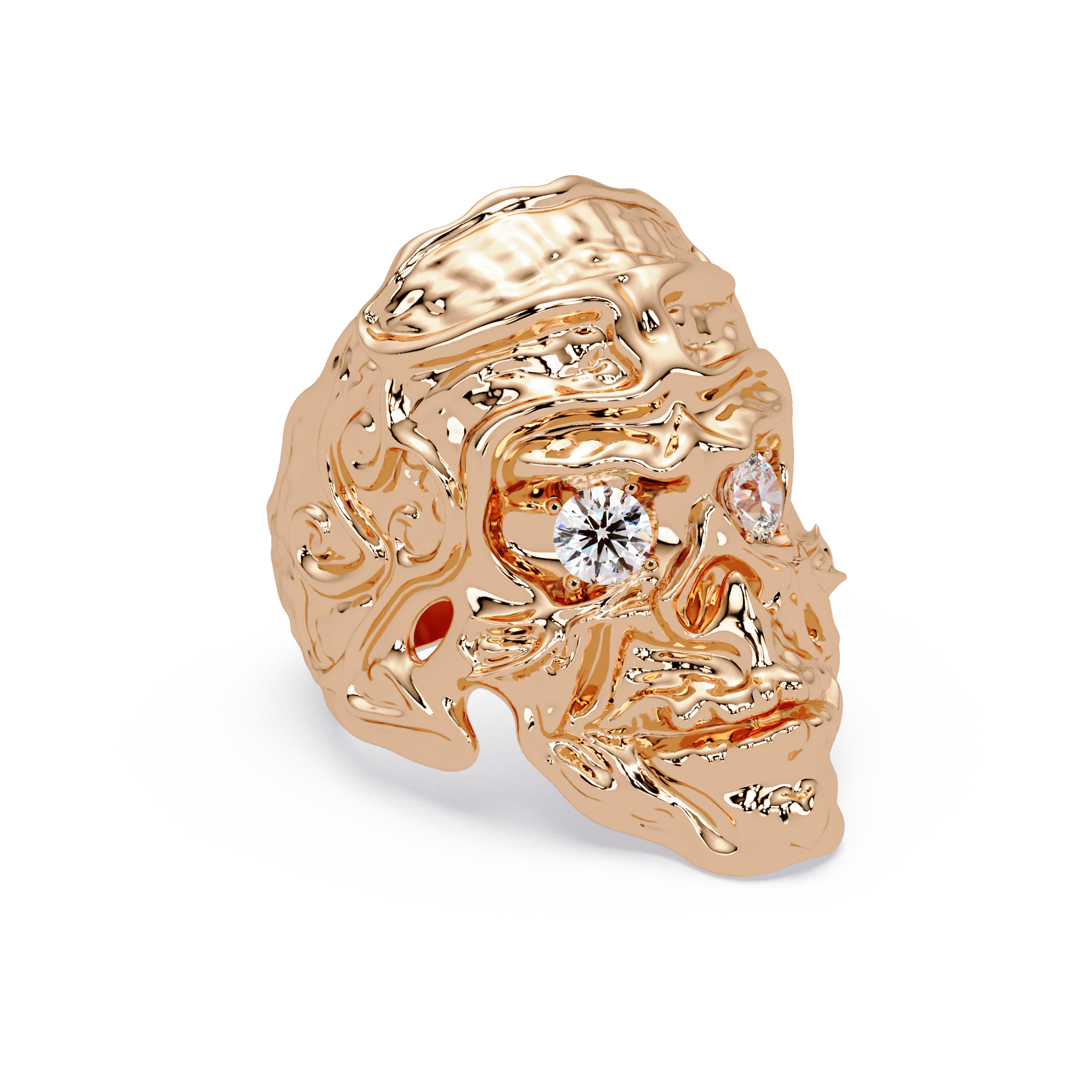 Signature Round-Cut VVS Moissanite Diamond “Skeleton Eye & Mouth” Custom Ring
