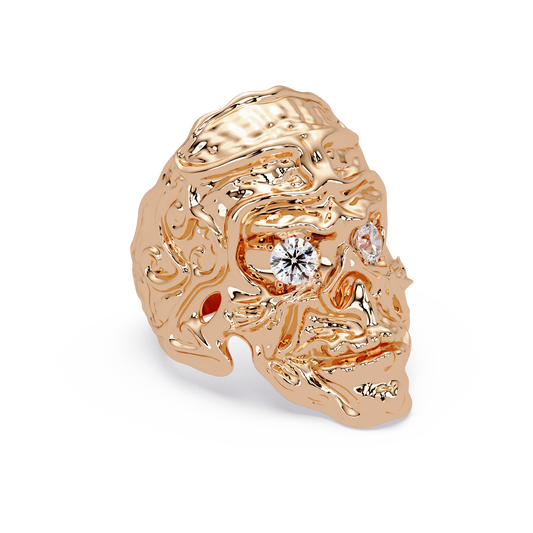 Signature Round-Cut VVS Moissanite Diamond “Skeleton Eye & Mouth” Custom Ring