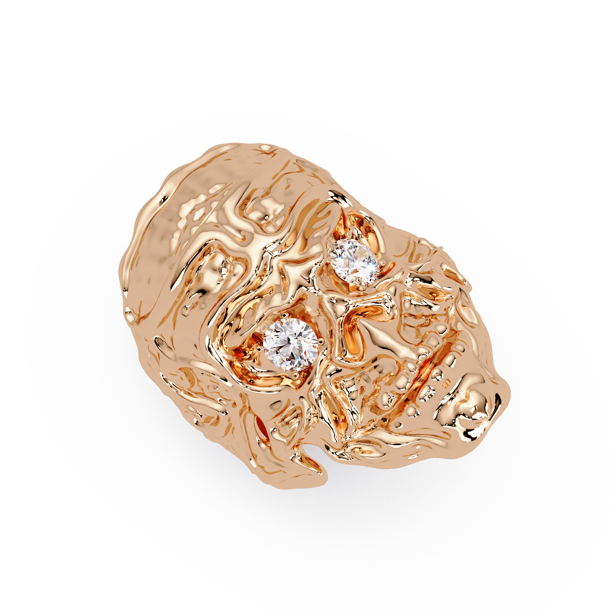 Signature Round-Cut VVS Moissanite Diamond “Skeleton Eye & Mouth” Custom Ring