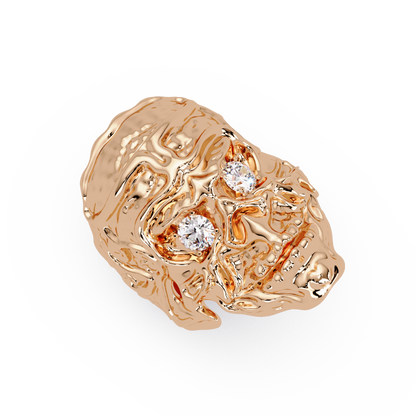 Signature Round-Cut VVS Moissanite Diamond “Skeleton Eye & Mouth” Custom Ring