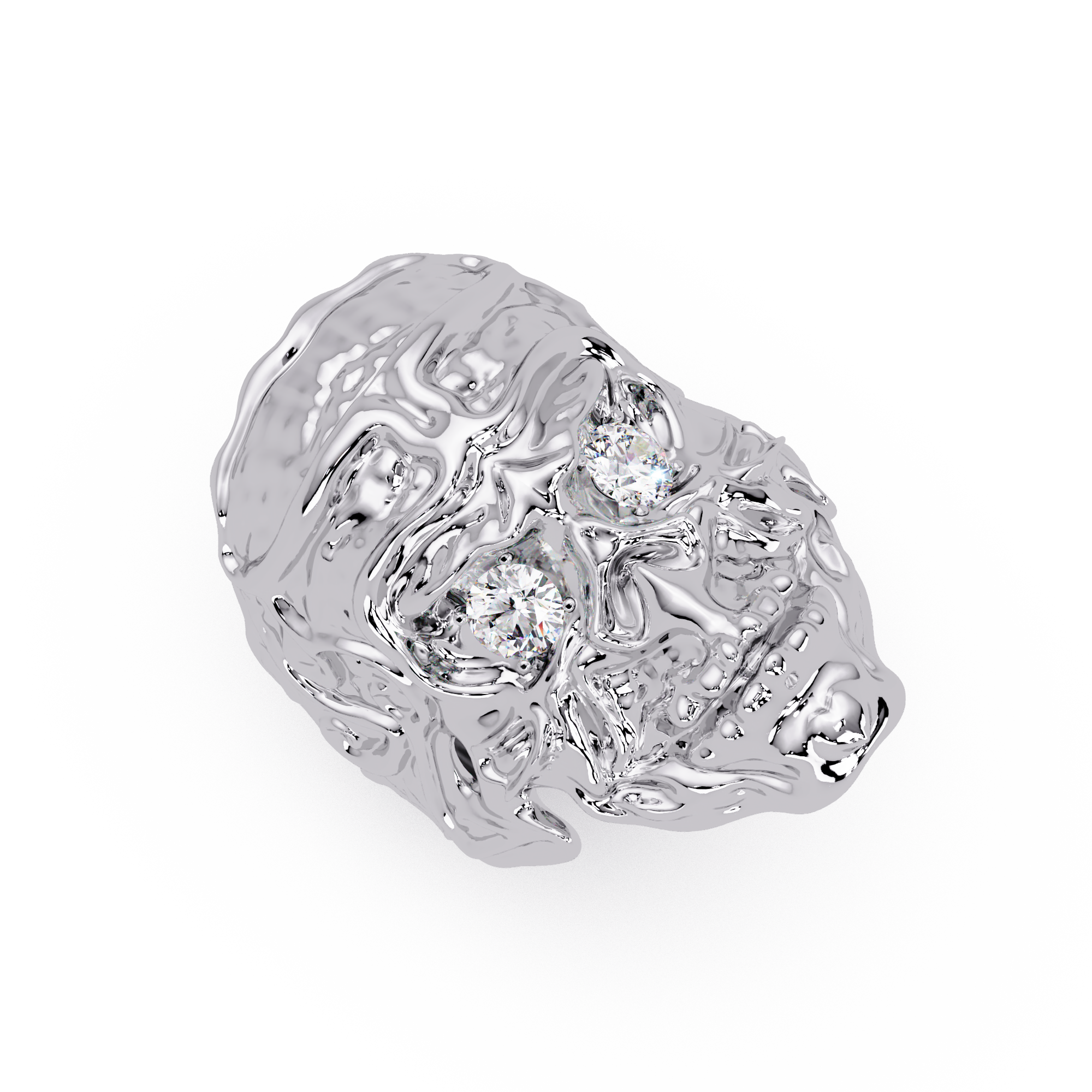 Signature Round-Cut VVS Moissanite Diamond “Skeleton Eye & Mouth” Custom Ring