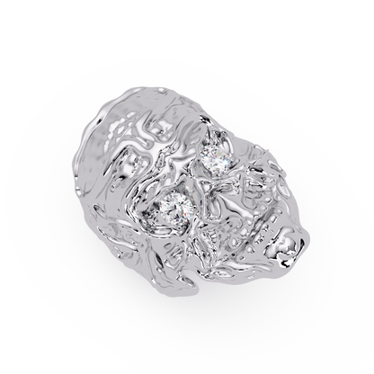 Signature Round-Cut VVS Moissanite Diamond “Skeleton Eye & Mouth” Custom Ring