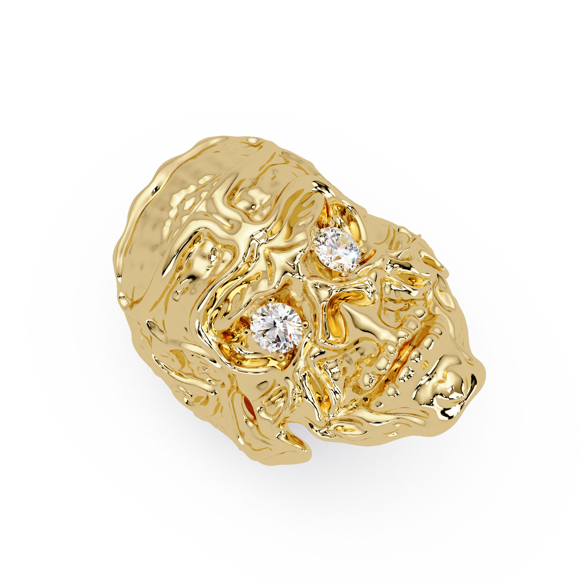 Signature Round-Cut VVS Moissanite Diamond “Skeleton Eye & Mouth” Custom Ring