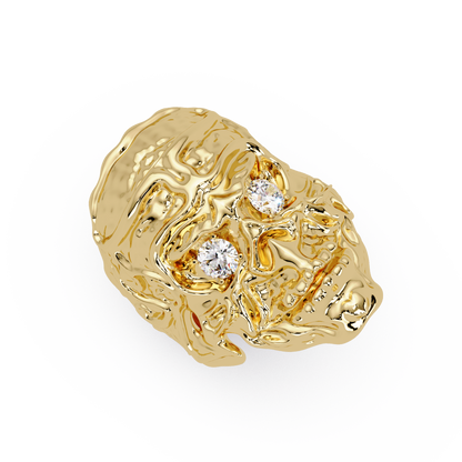 Signature Round-Cut VVS Moissanite Diamond “Skeleton Eye & Mouth” Custom Ring