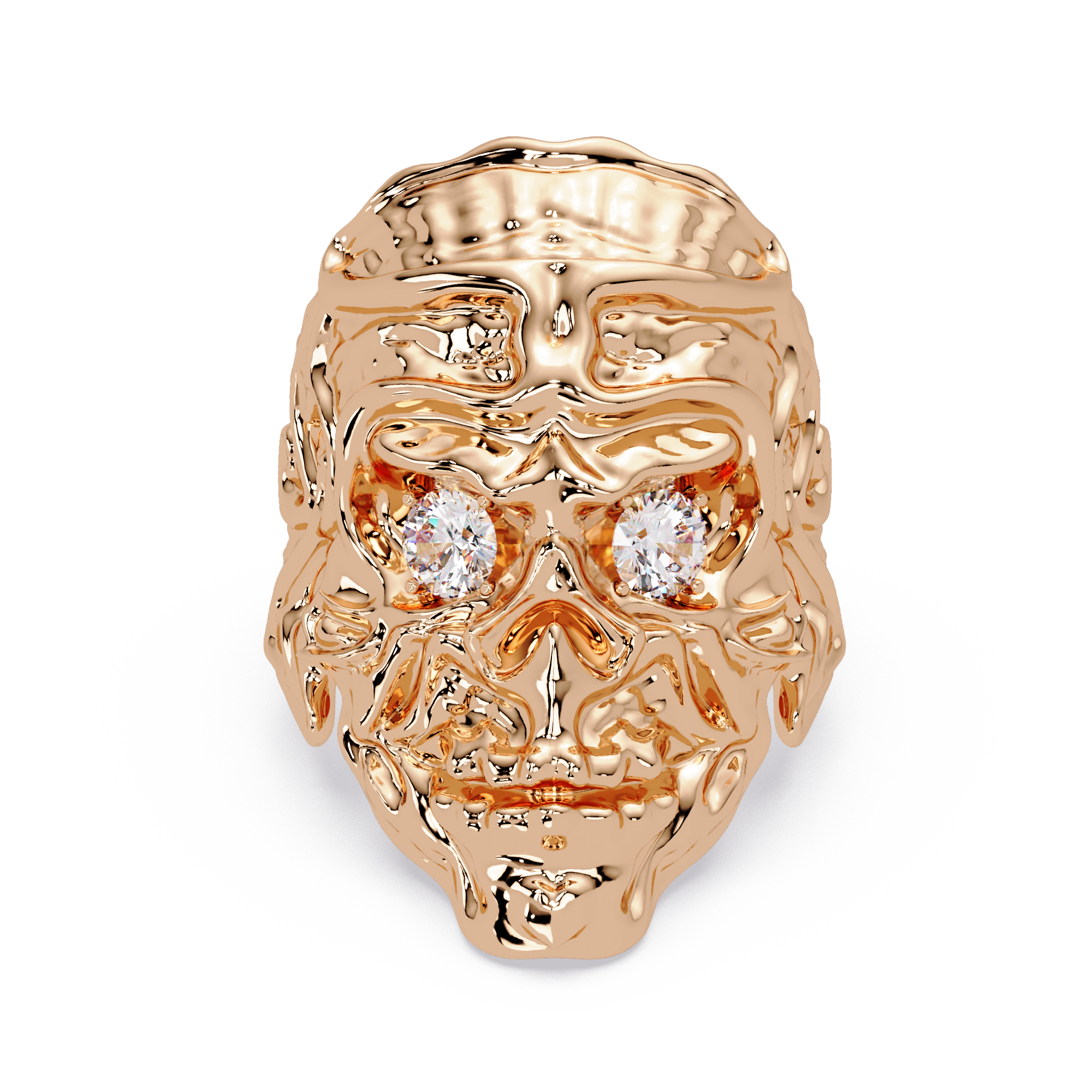 Signature Round-Cut VVS Moissanite Diamond “Skeleton Eye & Mouth” Custom Ring
