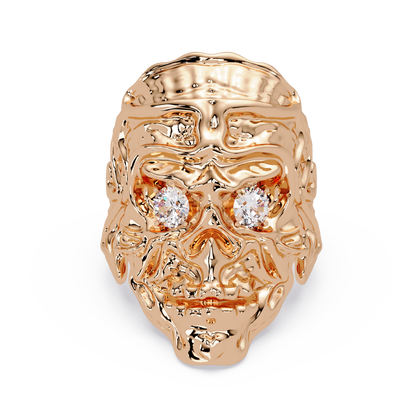 Signature Round-Cut VVS Moissanite Diamond “Skeleton Eye & Mouth” Custom Ring