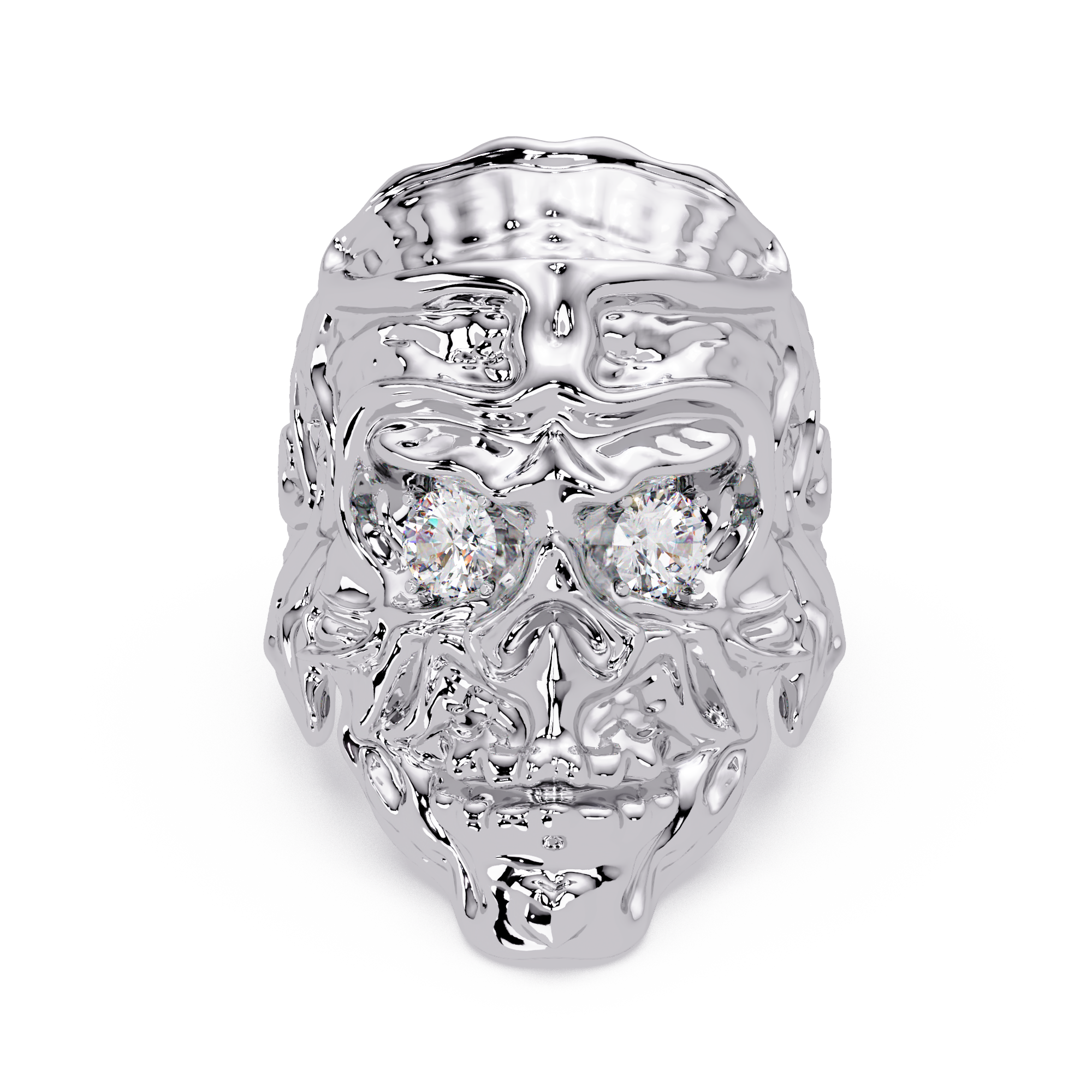 Signature Round-Cut VVS Moissanite Diamond “Skeleton Eye & Mouth” Custom Ring