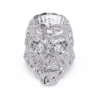 Signature Round-Cut VVS Moissanite Diamond “Skeleton Eye & Mouth” Custom Ring