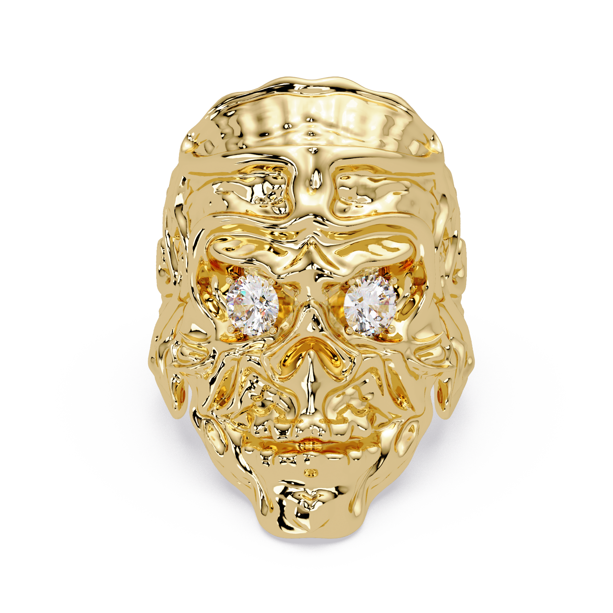 Signature Round-Cut VVS Moissanite Diamond “Skeleton Eye & Mouth” Custom Ring