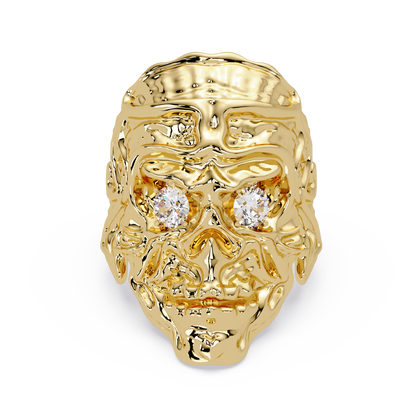 Signature Round-Cut VVS Moissanite Diamond “Skeleton Eye & Mouth” Custom Ring