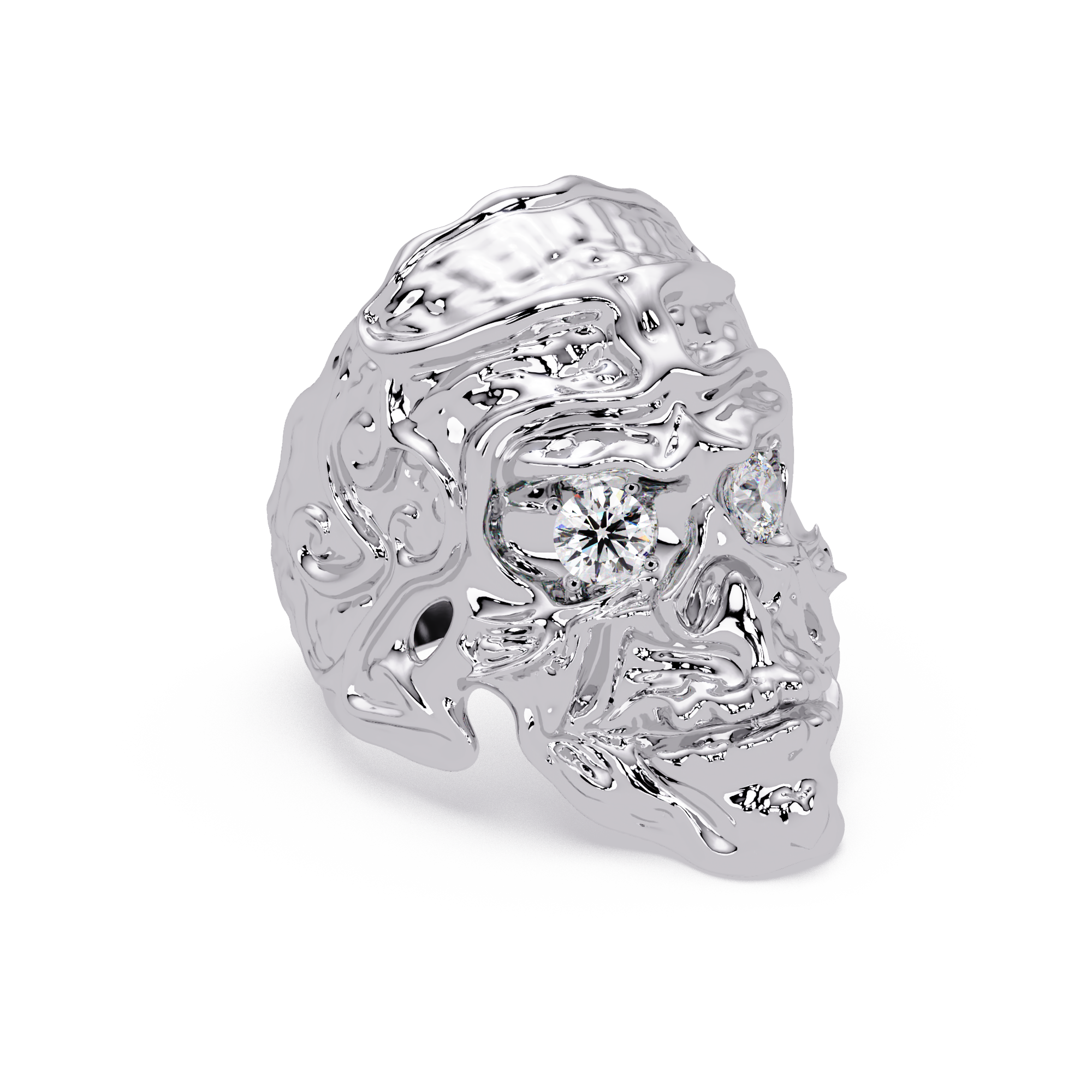 Signature Round-Cut VVS Moissanite Diamond “Skeleton Eye & Mouth” Custom Ring