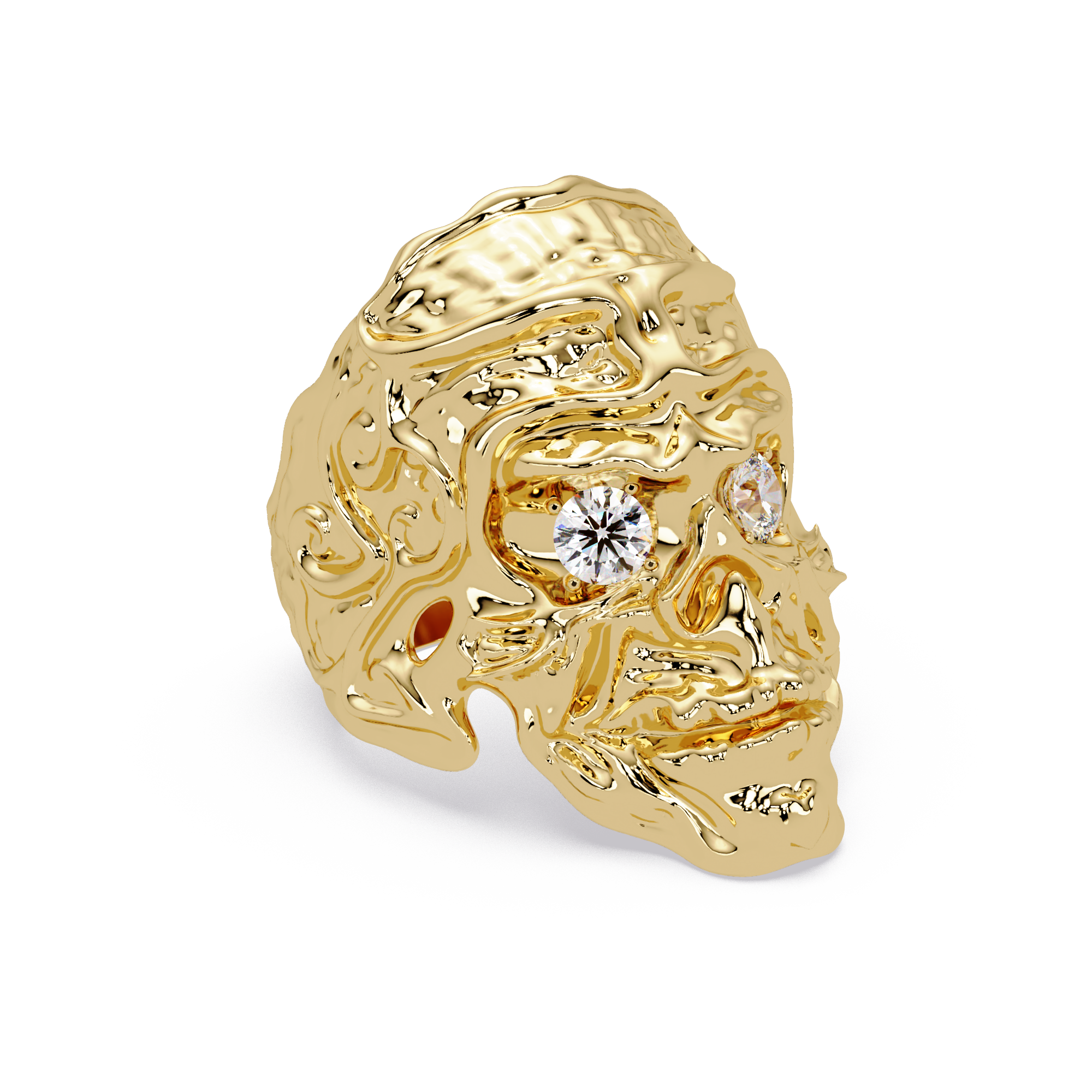 Signature Round-Cut VVS Moissanite Diamond “Skeleton Eye & Mouth” Custom Ring