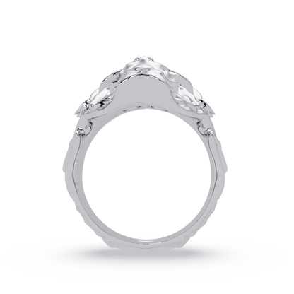 Signature Round-Cut VVS Moissanite Diamond “Skeleton Eye & Mouth” Custom Ring