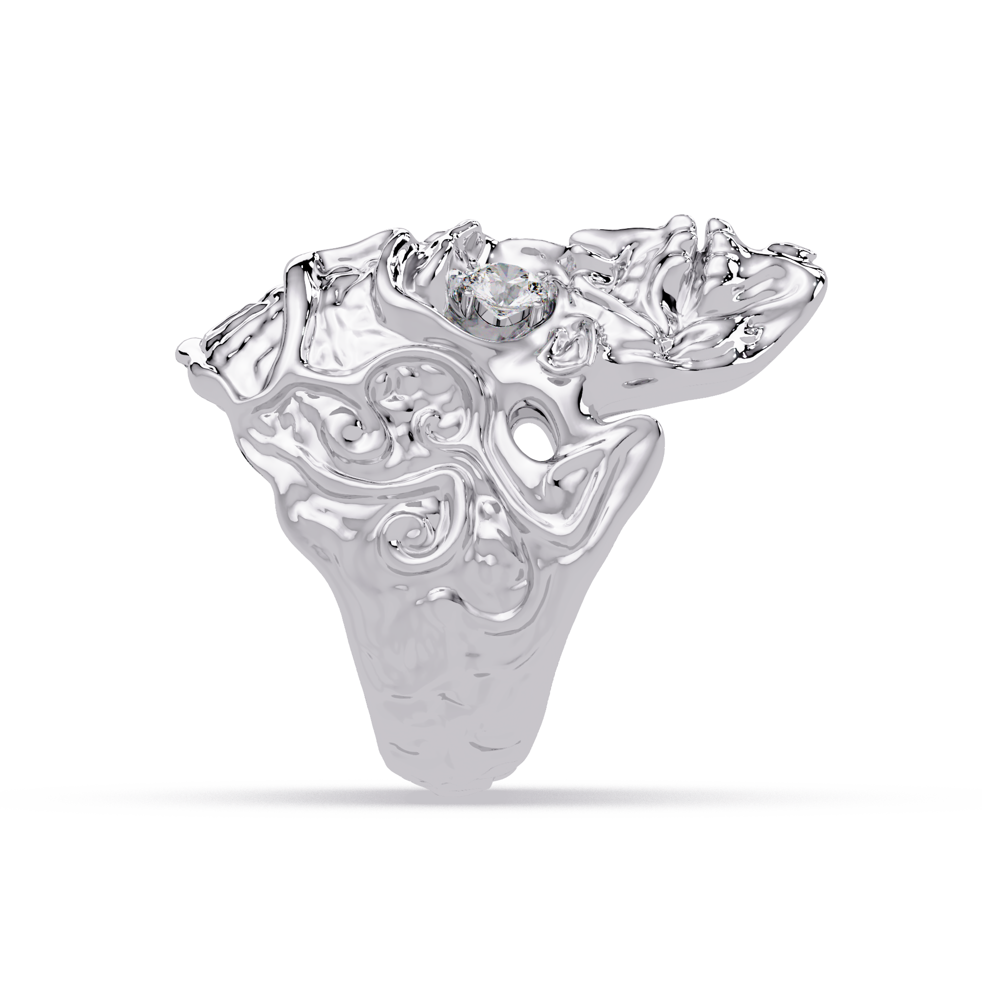Signature Round-Cut VVS Moissanite Diamond “Skeleton Eye & Mouth” Custom Ring