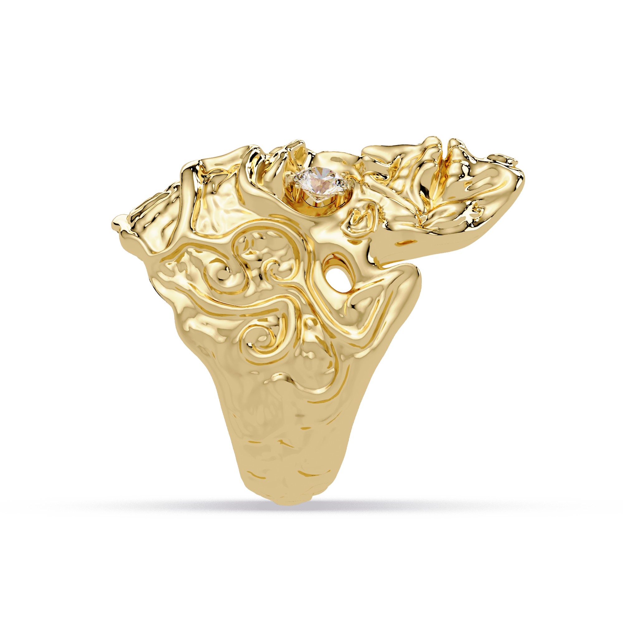 Signature Round-Cut VVS Moissanite Diamond “Skeleton Eye & Mouth” Custom Ring