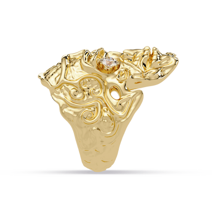 Signature Round-Cut VVS Moissanite Diamond “Skeleton Eye & Mouth” Custom Ring