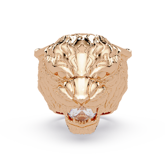 Elegant 2-Carat Round-Cut VVS Moissanite Diamond “Roaring Lion” Statement Ring