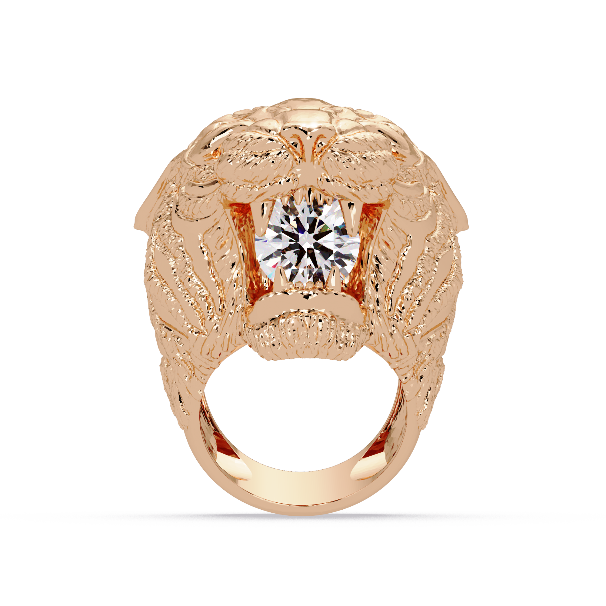 Elegant 2-Carat Round-Cut VVS Moissanite Diamond “Roaring Lion” Statement Ring