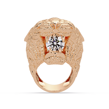 Elegant 2-Carat Round-Cut VVS Moissanite Diamond “Roaring Lion” Statement Ring