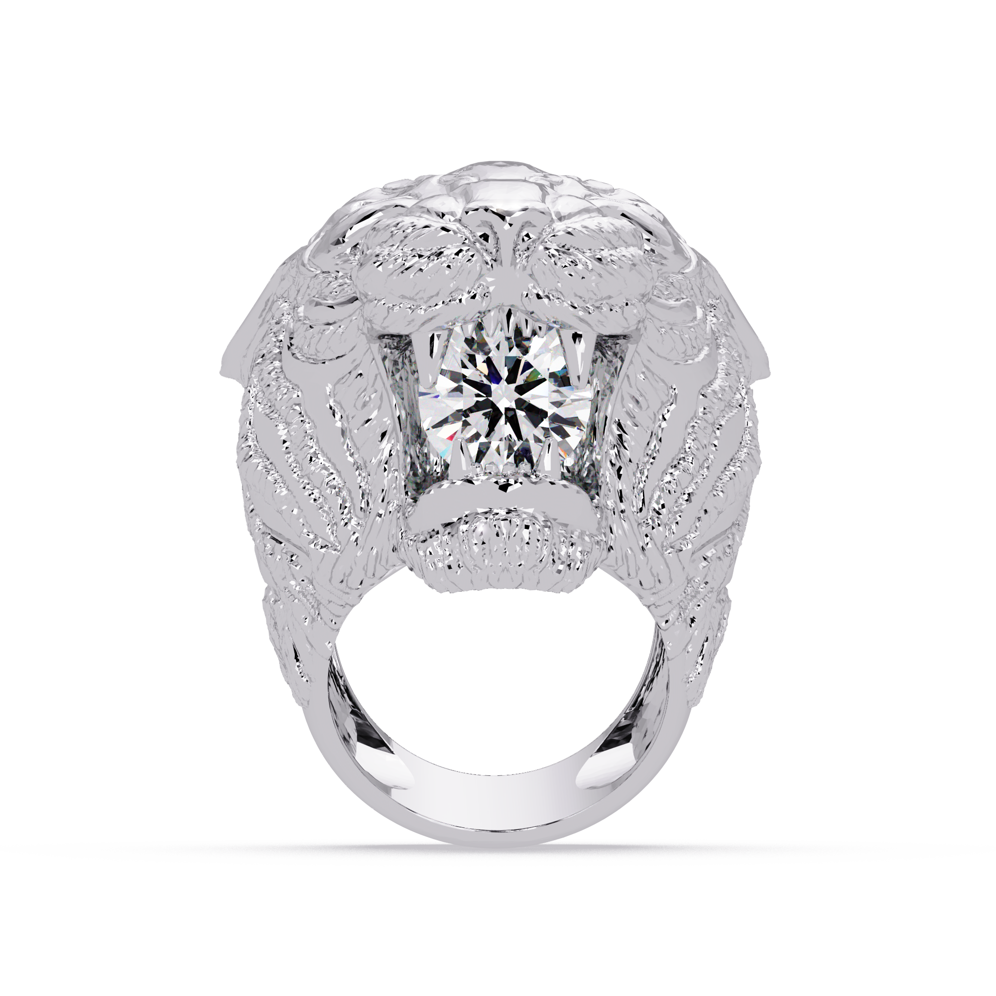 Elegant 2-Carat Round-Cut VVS Moissanite Diamond “Roaring Lion” Statement Ring