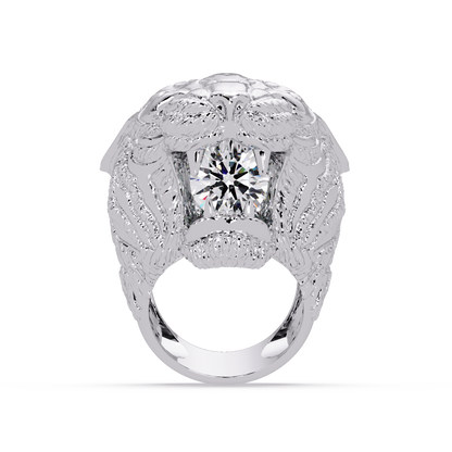 Elegant 2-Carat Round-Cut VVS Moissanite Diamond “Roaring Lion” Statement Ring