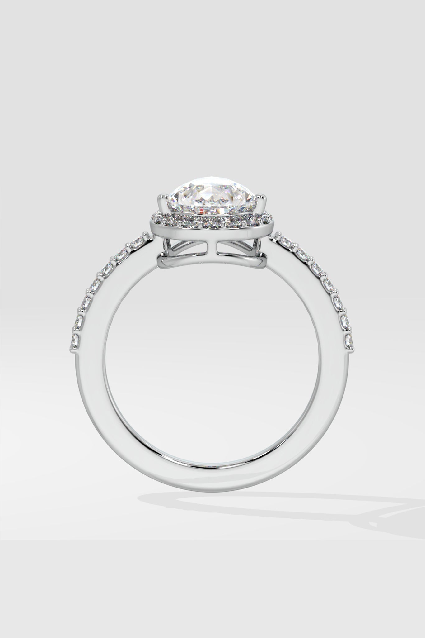 2.0 CT Pear Cut Lab Grown Diamond Pave Set Solitaire Diamond Ring