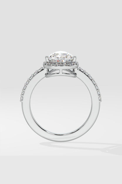 2.0 CT Pear Cut Lab Grown Diamond Pave Set Solitaire Diamond Ring
