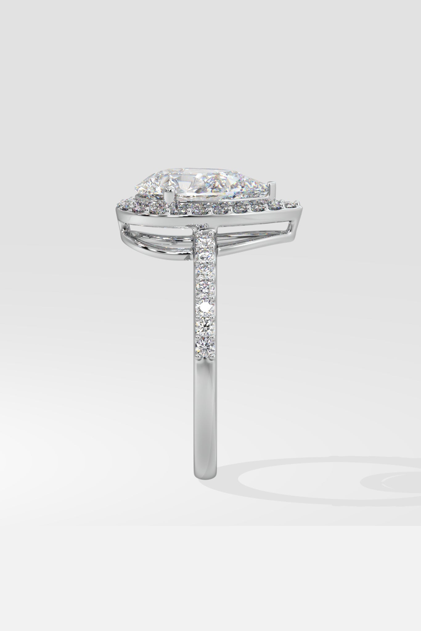 2.0 CT Pear Cut Lab Grown Diamond Pave Set Solitaire Diamond Ring