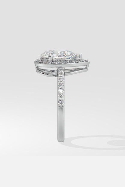 2.0 CT Pear Cut Lab Grown Diamond Pave Set Solitaire Diamond Ring
