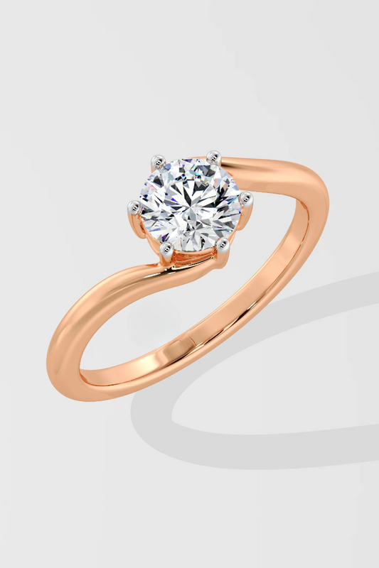 Round 1.5 CT Lab Grown Diamond Snake Band Solitaire Unique Ring