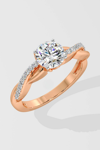 Round 1.0 CT Lab Grown Diamond Eternity Band Custom Design Solitaire Ring