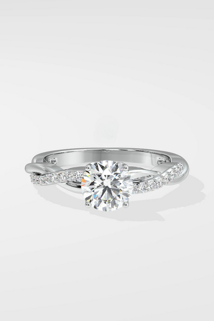 Round 1.0 CT Lab Grown Diamond Eternity Band Custom Design Solitaire Ring