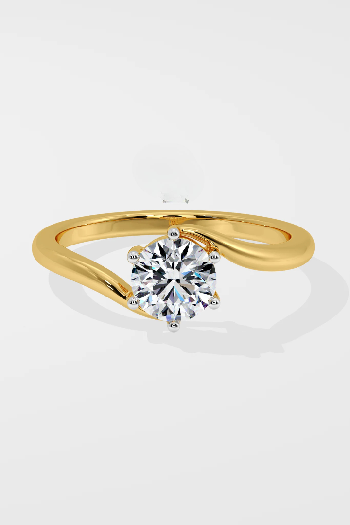 Round 1.5 CT Lab Grown Diamond Snake Band Solitaire Unique Ring