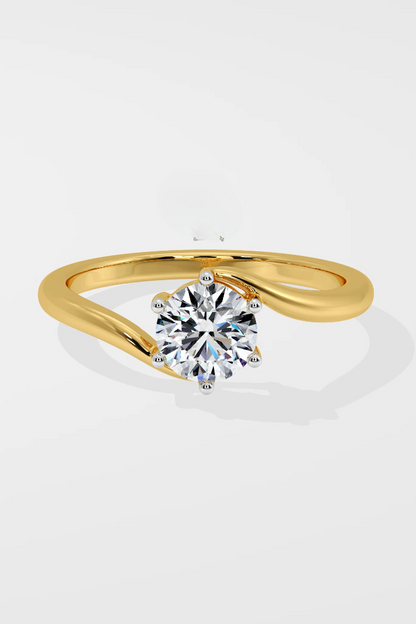 Round 1.5 CT Lab Grown Diamond Snake Band Solitaire Unique Ring