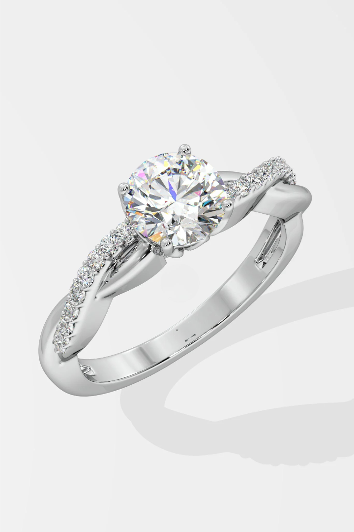 Round 1.0 CT Lab Grown Diamond Eternity Band Custom Design Solitaire Ring