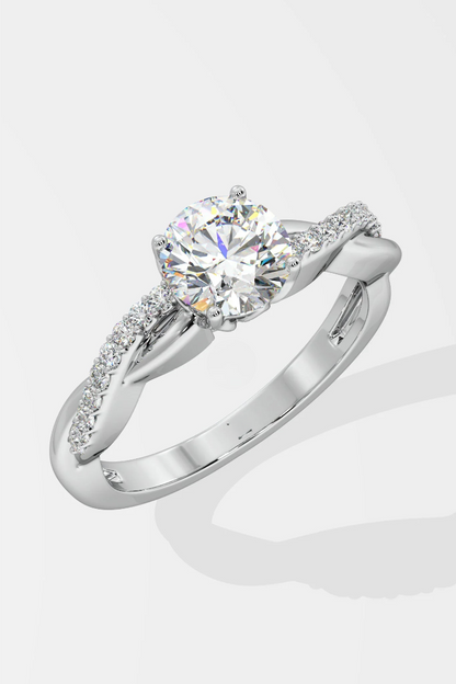 Round 1.0 CT Lab Grown Diamond Eternity Band Custom Design Solitaire Ring
