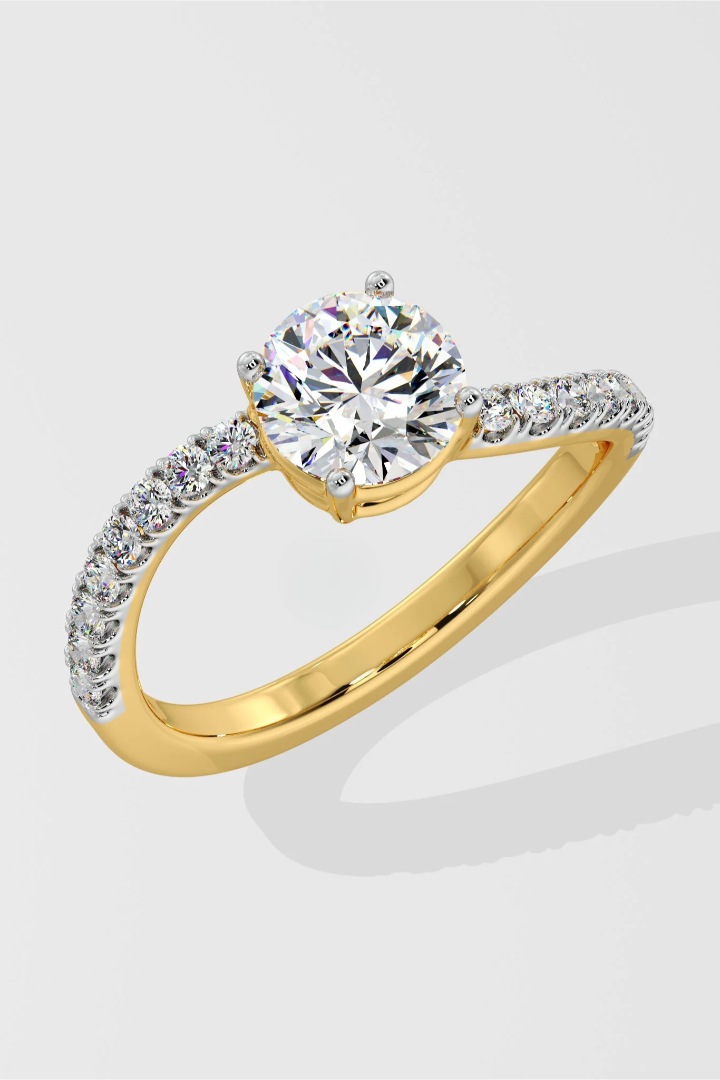 1.0 CT Round Cut Lab Grown Diamond Pave Set Solitaire Ring
