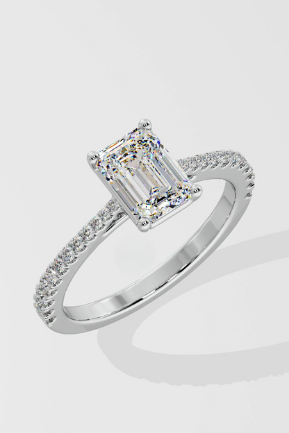 Emerald Cut 1.5 CT Lab Grown Diamond Simple Solitaire Daily Wear Ring for Women
