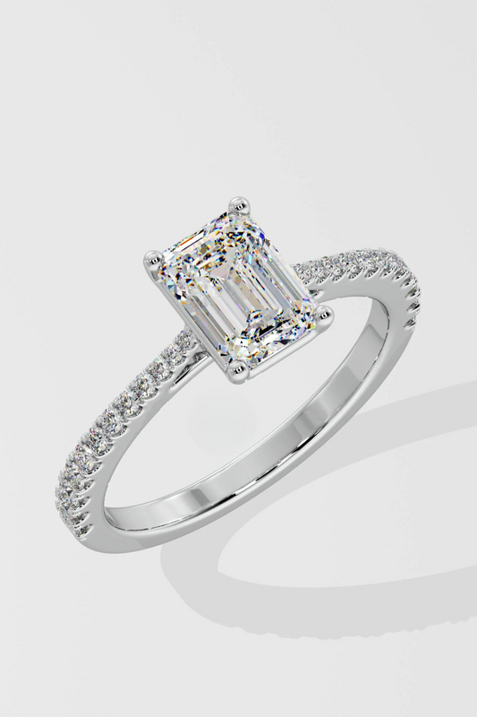 Emerald Cut 1.5 CT Lab Grown Diamond Simple Solitaire Daily Wear Ring for Women