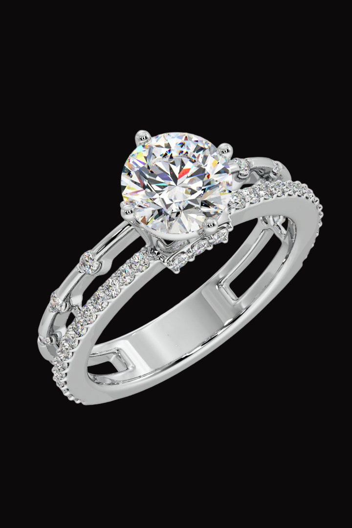Round 1.5 CT Lab Grown Diamond Split-Shank Solitaire Engagement Ring