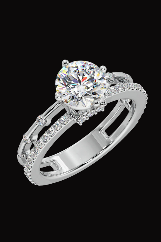 Round 1.5 CT Lab Grown Diamond Split-Shank Solitaire Engagement Ring