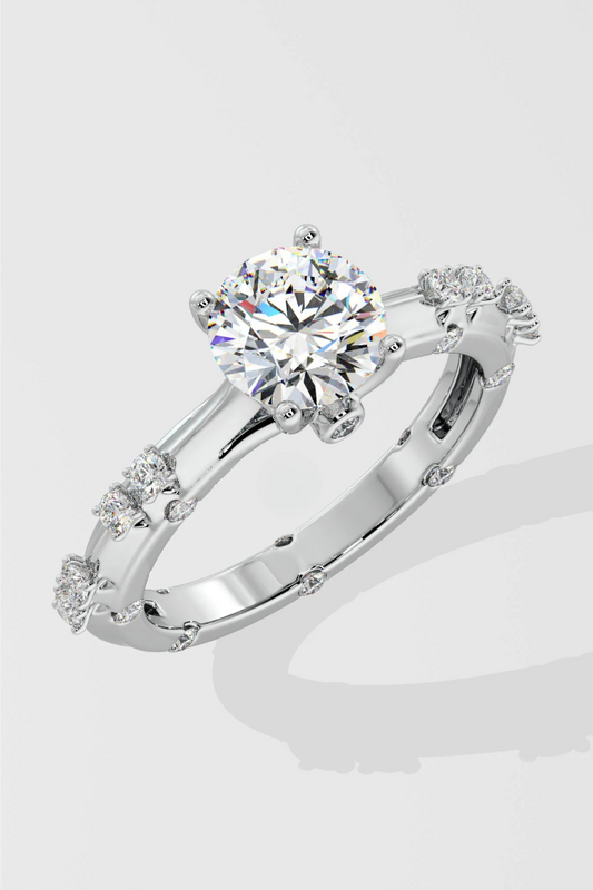 1.5 CT Lab Grown Diamond Pave Set Solitaire Engagement Diamond Ring
