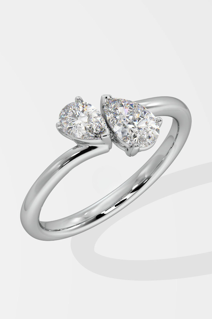 0.6 CT Pear Cut Lab Grown Diamond Solitaire Unique Design Daily Wear Ring