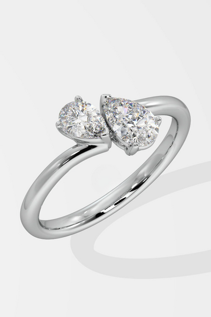 0.6 CT Pear Cut Lab Grown Diamond Solitaire Unique Design Daily Wear Ring
