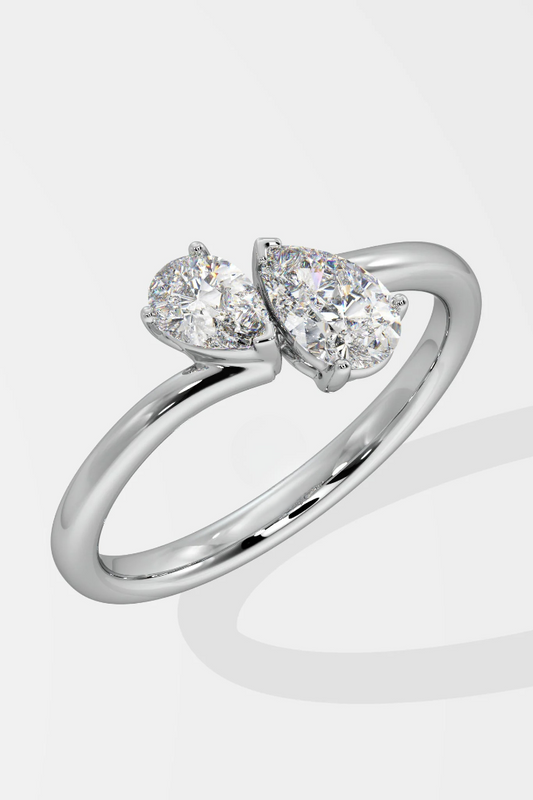 0.6 CT Pear Cut Lab Grown Diamond Solitaire Unique Design Daily Wear Ring