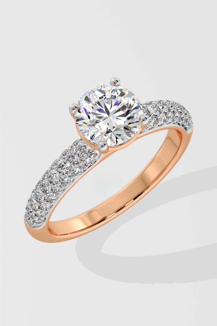 1.5 CT Lab Grown Diamond Pave Set Solitaire Engagement Diamond Ring