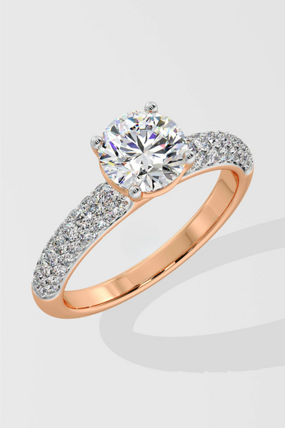 1.5 CT Lab Grown Diamond Pave Set Solitaire Engagement Diamond Ring