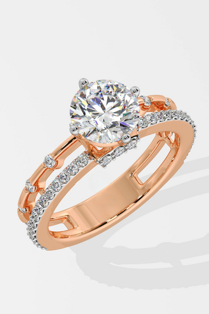 Round 1.5 CT Lab Grown Diamond Split-Shank Solitaire Engagement Ring