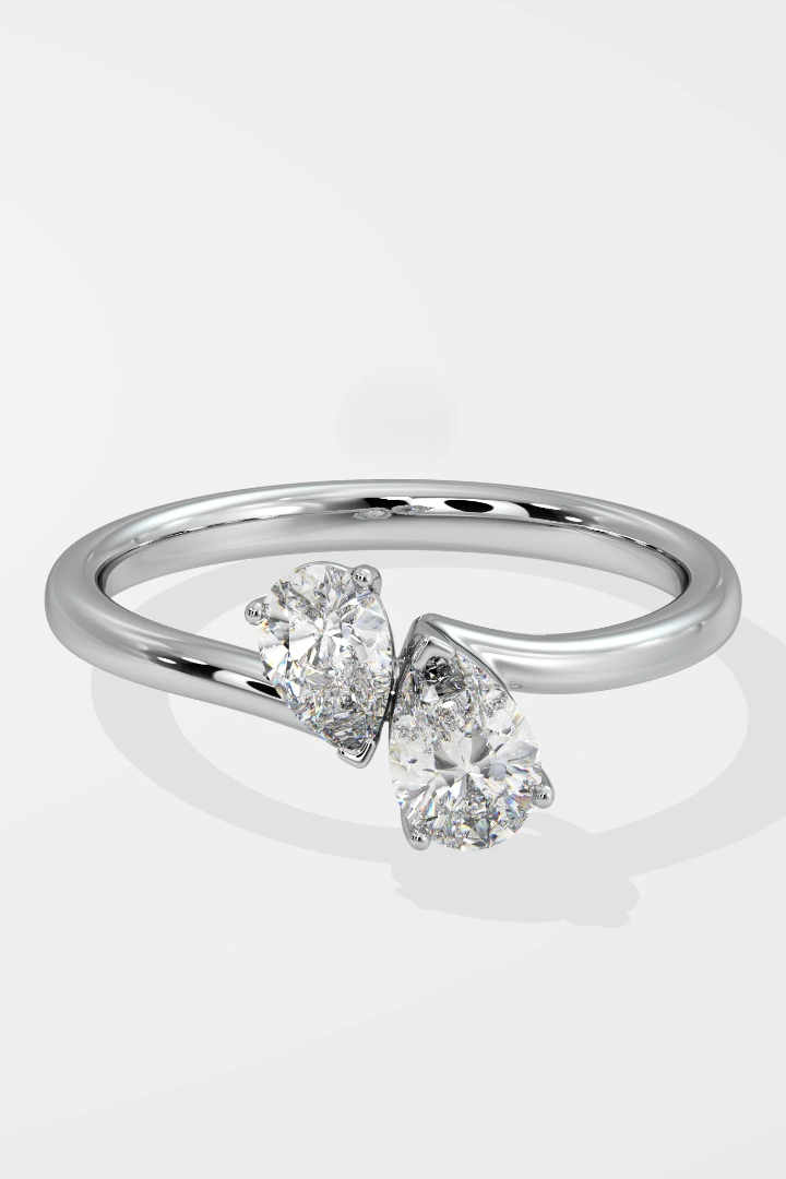 0.6 CT Pear Cut Lab Grown Diamond Solitaire Unique Design Daily Wear Ring