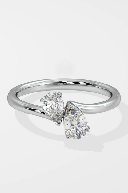 0.6 CT Pear Cut Lab Grown Diamond Solitaire Unique Design Daily Wear Ring